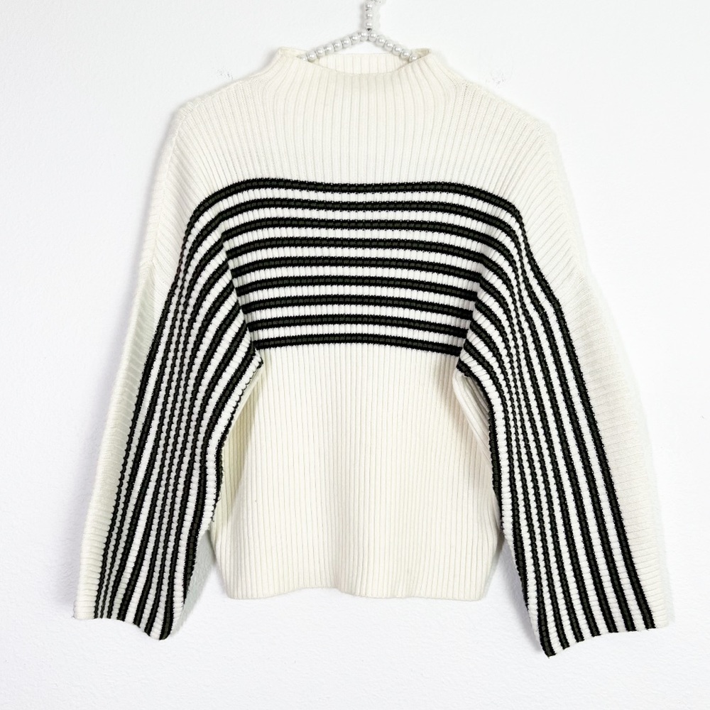 Urban Outfitters Striped Mock Neck Sweater Green Ivory Size Small